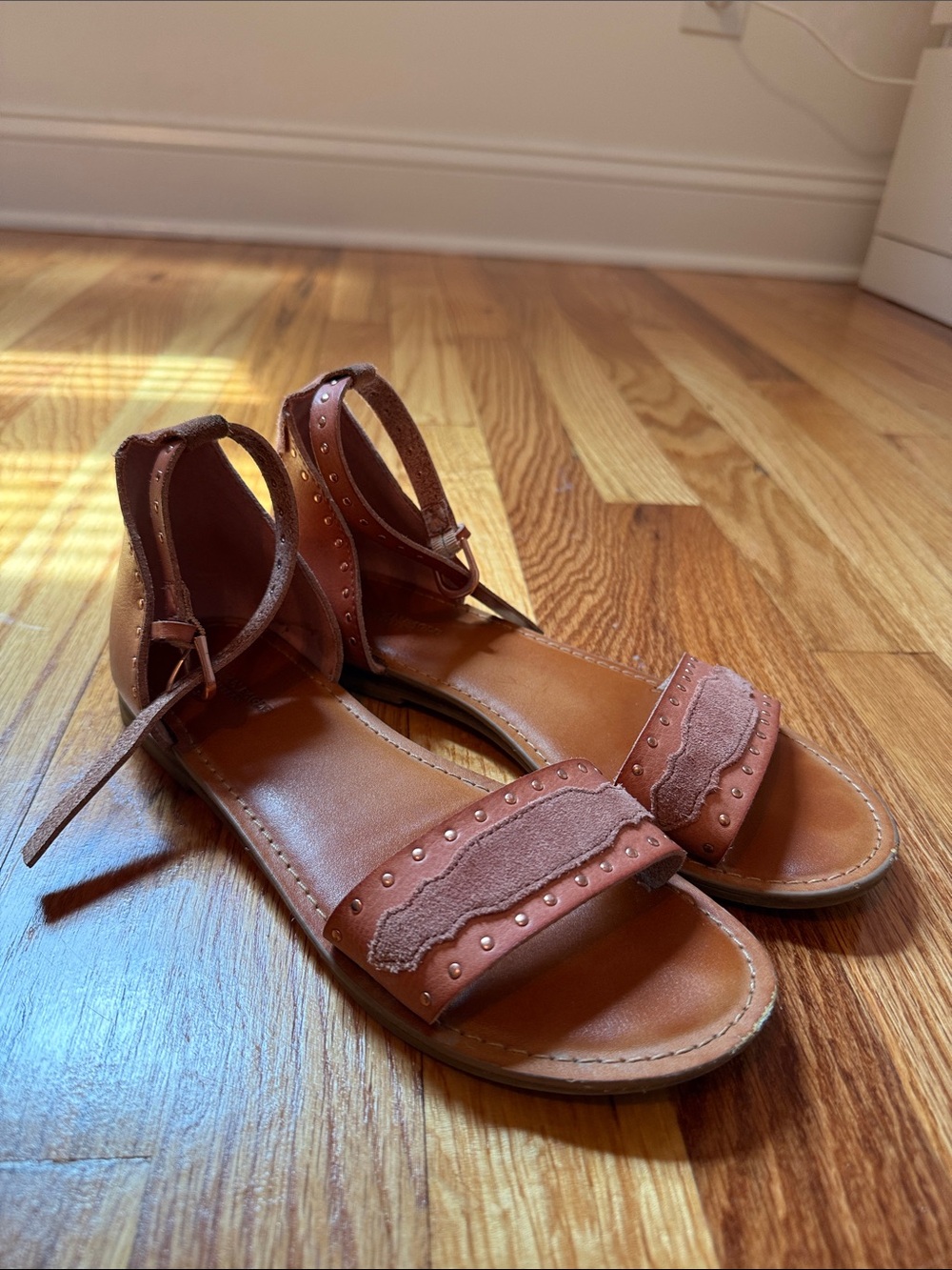 Women's Brown Ankle-Strap Leather Sandals